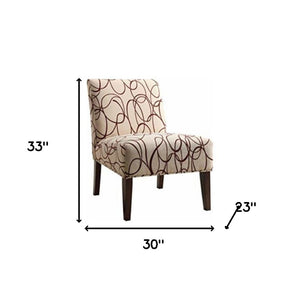 HomeRoots 30" Modern Espresso & Brown Fabric Abstract Side Chair - Stylish Comfort for Any Living Space! 285690
