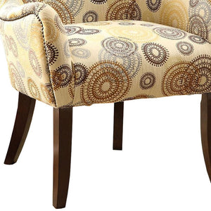 HomeRoots 28" Espresso and Brown Geometric Arm Chair - Modern Comfort with Stylish Camel-Back Design & Detail 285693