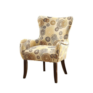 HomeRoots 28" Espresso and Brown Geometric Arm Chair - Modern Comfort with Stylish Camel-Back Design & Detail 285693