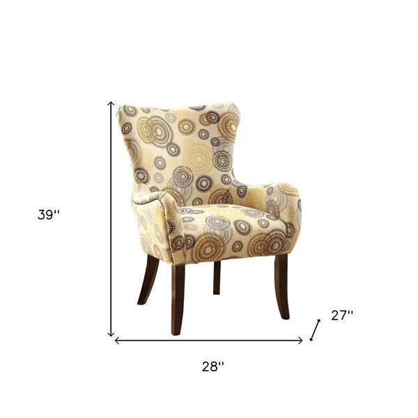 HomeRoots 28" Espresso and Brown Geometric Arm Chair - Modern Comfort with Stylish Camel-Back Design & Detail 285693