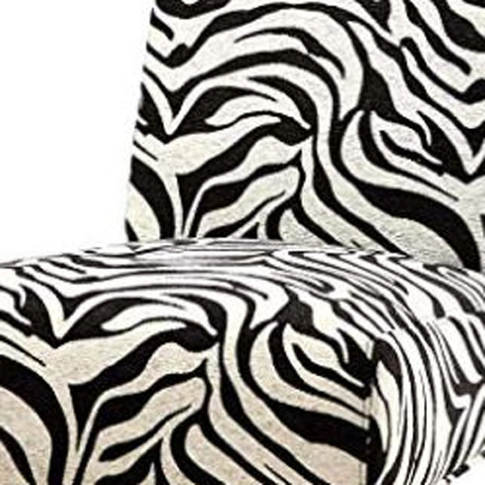 HomeRoots 30" Stylish White and Brown Animal Print Side Chair – Modern Comfort for Living Rooms & More 285694