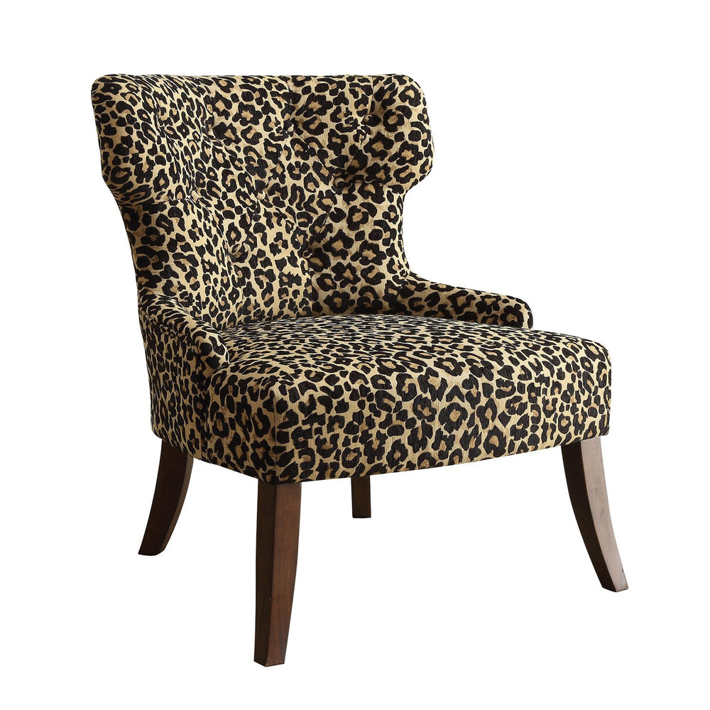 Homeroots 28" X 30" X 36" Leopard Fabric And Espresso Accent Chair   285696