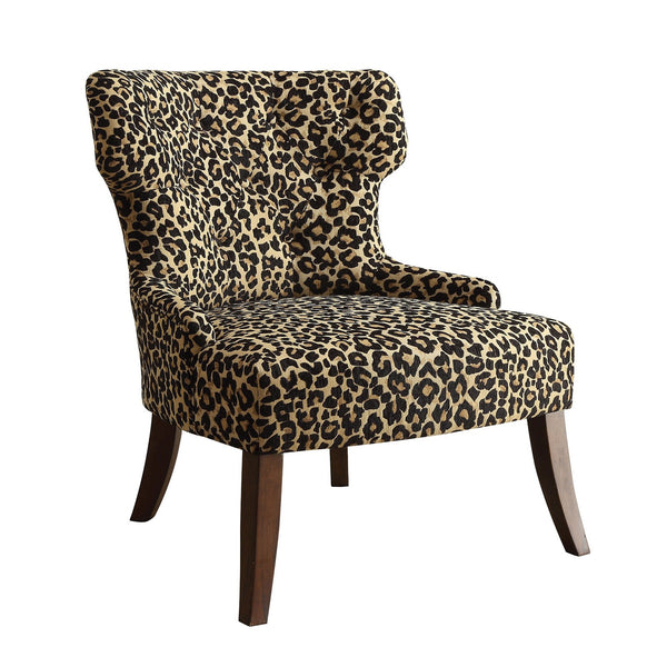 Homeroots 28" X 30" X 36" Leopard Fabric And Espresso Accent Chair   285696