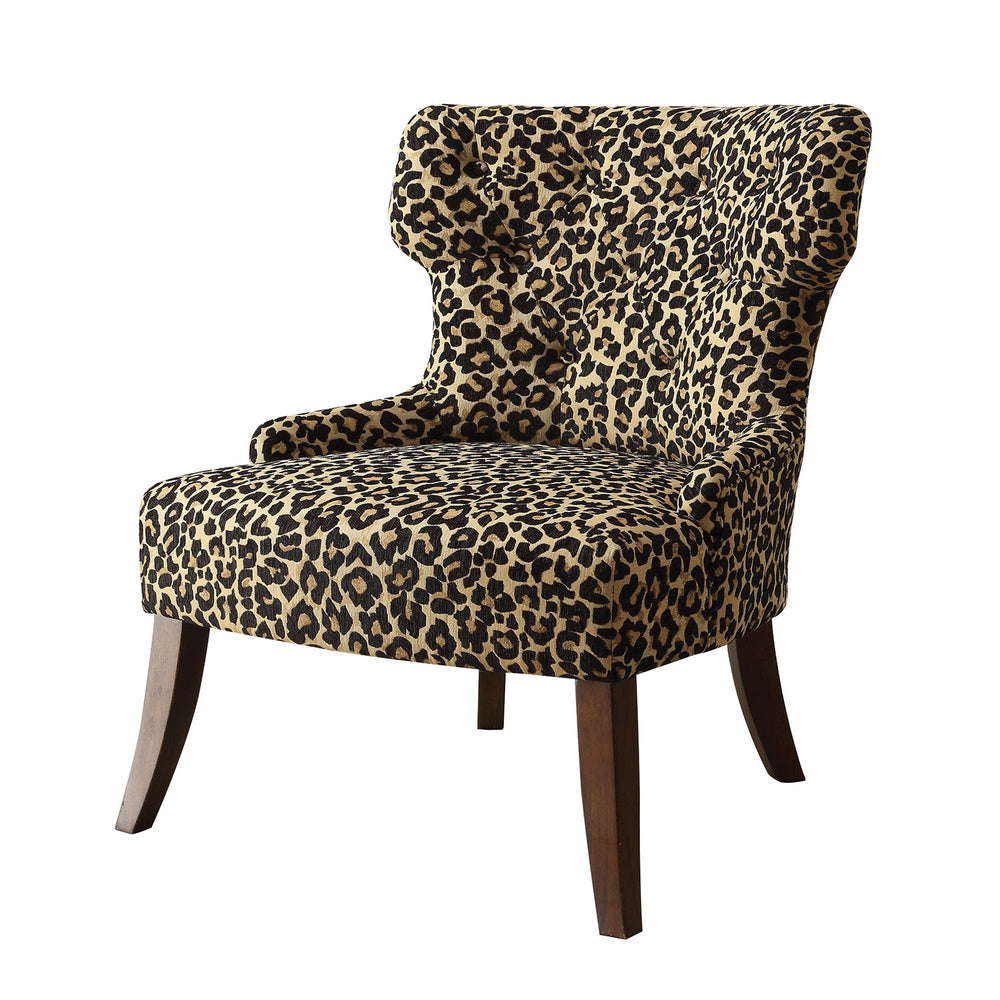 Homeroots 28" X 30" X 36" Leopard Fabric And Espresso Accent Chair   285696