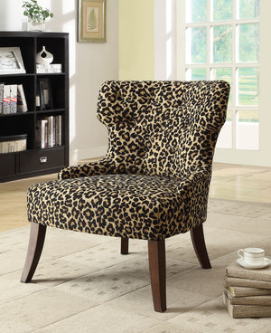 Homeroots 28" X 30" X 36" Leopard Fabric And Espresso Accent Chair   285696