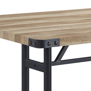 English Elm Oak Contemporary Dining Table With Sandy Black Metal Legs - Durable, Stylish, & Easy To Care For B062P209308