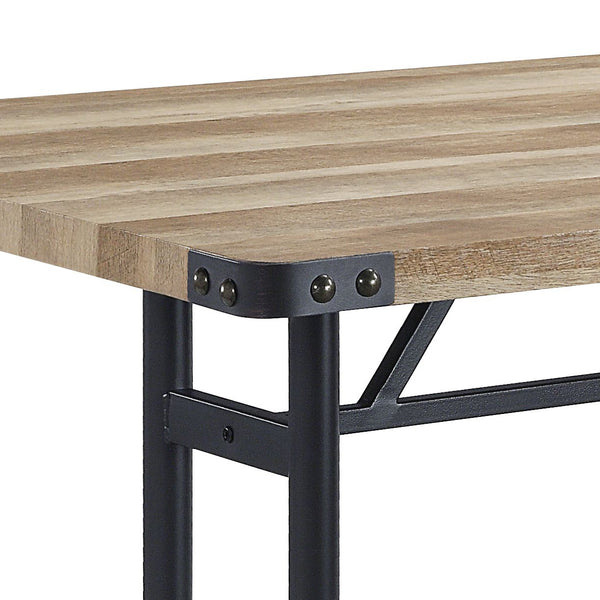 English Elm Oak Contemporary Dining Table With Sandy Black Metal Legs - Durable, Stylish, & Easy To Care For B062P209308
