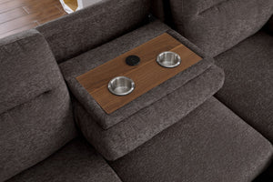 English Elm Kipriano Chenille Sleeper Sectional with Chaise Usb Charging and Cupholder Console B2749S00256