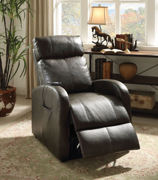 Homeroots 28"  X 37" X 40" Dark Gray Pu Recliner With Power Lift Dark Gray  285712