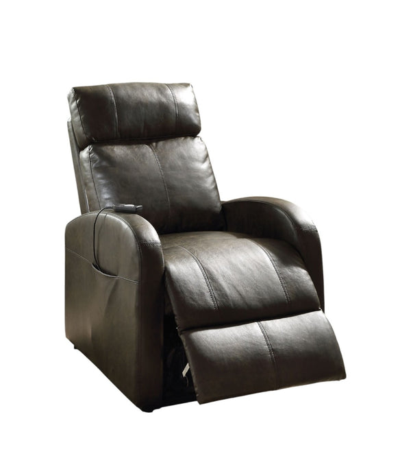 HomeRoots 28" Gray Power Lift Recliner - Stylish Faux Leather Comfort with Easy Care and Modern Design Features Dark Gray 285712