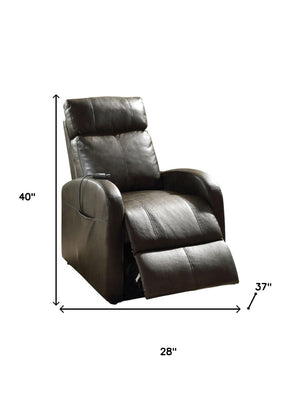 HomeRoots 28" Gray Power Lift Recliner - Stylish Faux Leather Comfort with Easy Care and Modern Design Features Dark Gray 285712