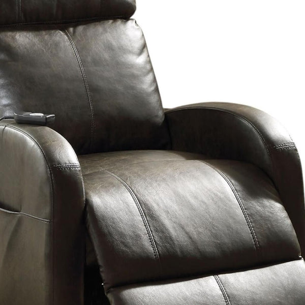 HomeRoots 28" Gray Power Lift Recliner - Stylish Faux Leather Comfort with Easy Care and Modern Design Features Dark Gray 285712