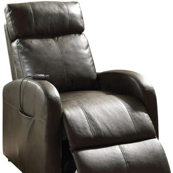 HomeRoots 28" Gray Power Lift Recliner - Stylish Faux Leather Comfort with Easy Care and Modern Design Features Dark Gray 285712