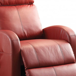 Homeroots Faux Leather Power Motion Lift Recliner In Red Red  285713