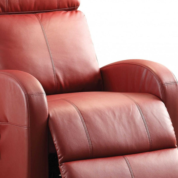 Homeroots Faux Leather Power Motion Lift Recliner In Red Red  285713