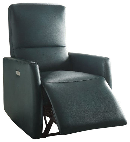 Homeroots 28" X 37" X 40" Blue Leather-aire Power Motion Recliner   285714