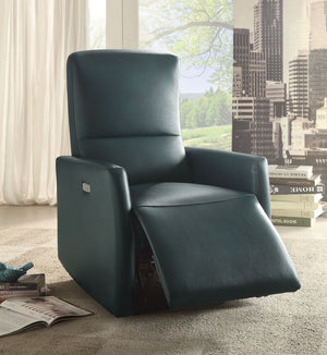 Homeroots 28" X 37" X 40" Blue Leather-aire Power Motion Recliner   285714