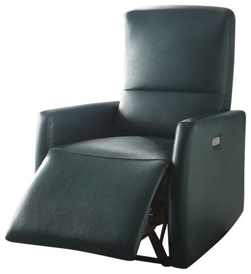 Homeroots 28" X 37" X 40" Blue Leather-aire Power Motion Recliner   285714