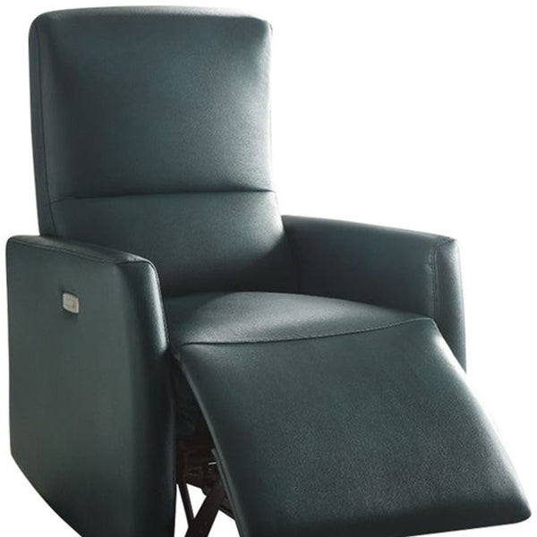 Homeroots 28" X 37" X 40" Blue Leather-aire Power Motion Recliner   285714