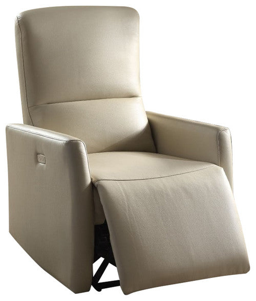Homeroots 28" X 37" X 40" Beige Leather-aire Power Motion Recliner   285715