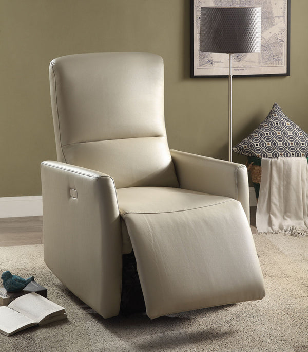 Homeroots 28" X 37" X 40" Beige Leather-aire Power Motion Recliner   285715