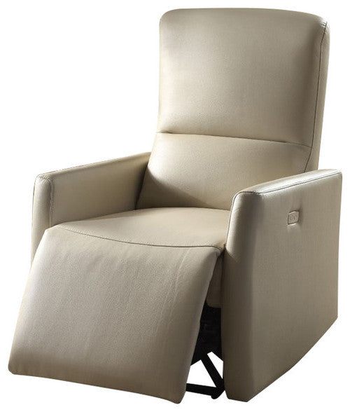 Homeroots 28" X 37" X 40" Beige Leather-aire Power Motion Recliner   285715