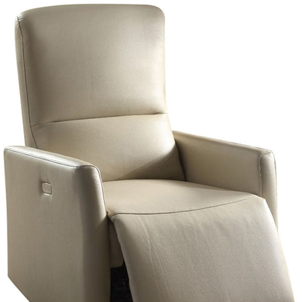 Homeroots 28" X 37" X 40" Beige Leather-aire Power Motion Recliner   285715