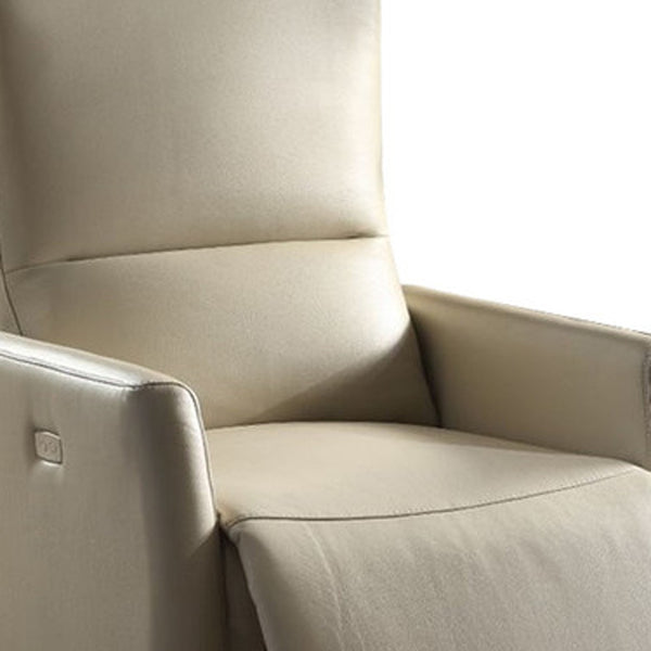 Homeroots 28" X 37" X 40" Beige Leather-aire Power Motion Recliner   285715