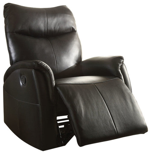 Homeroots 30" X 36" X 41" Black Leather-aire Motion Recliner   285716