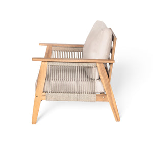 English Elm Christopher Knight Home® - Outdoor 4-Piece Acacia Wood Sectional Sofa Set With Durable Rope Accents And Water-Repellent Cushions N757S438679B