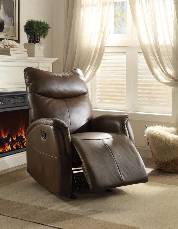 Homeroots 30" X 36" X 41" Brown Leather-aire Motion Recliner   285717