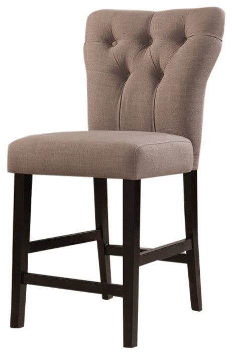 Homeroots Set Of Two Light Gray And Brown Solid Wood Counter Height Bar Chairs   285727