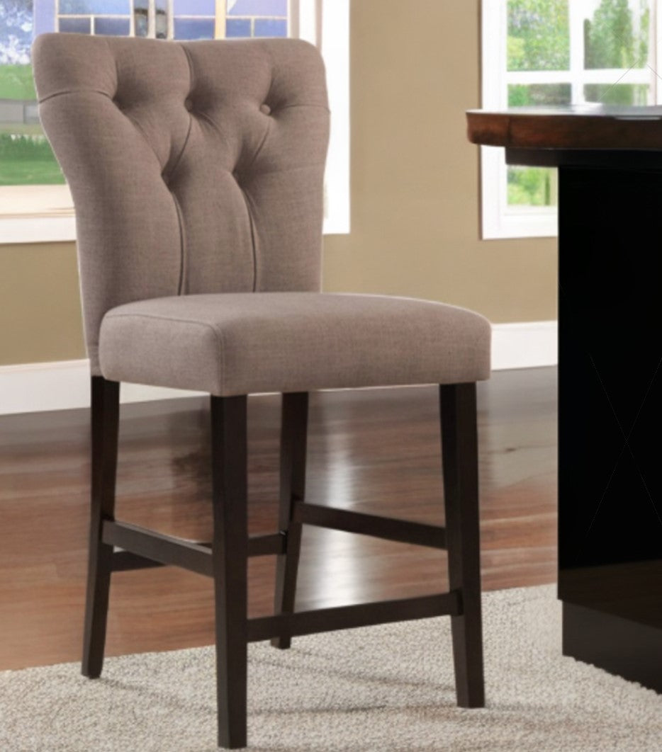 Homeroots Set Of Two Light Gray And Brown Solid Wood Counter Height Bar Chairs   285727