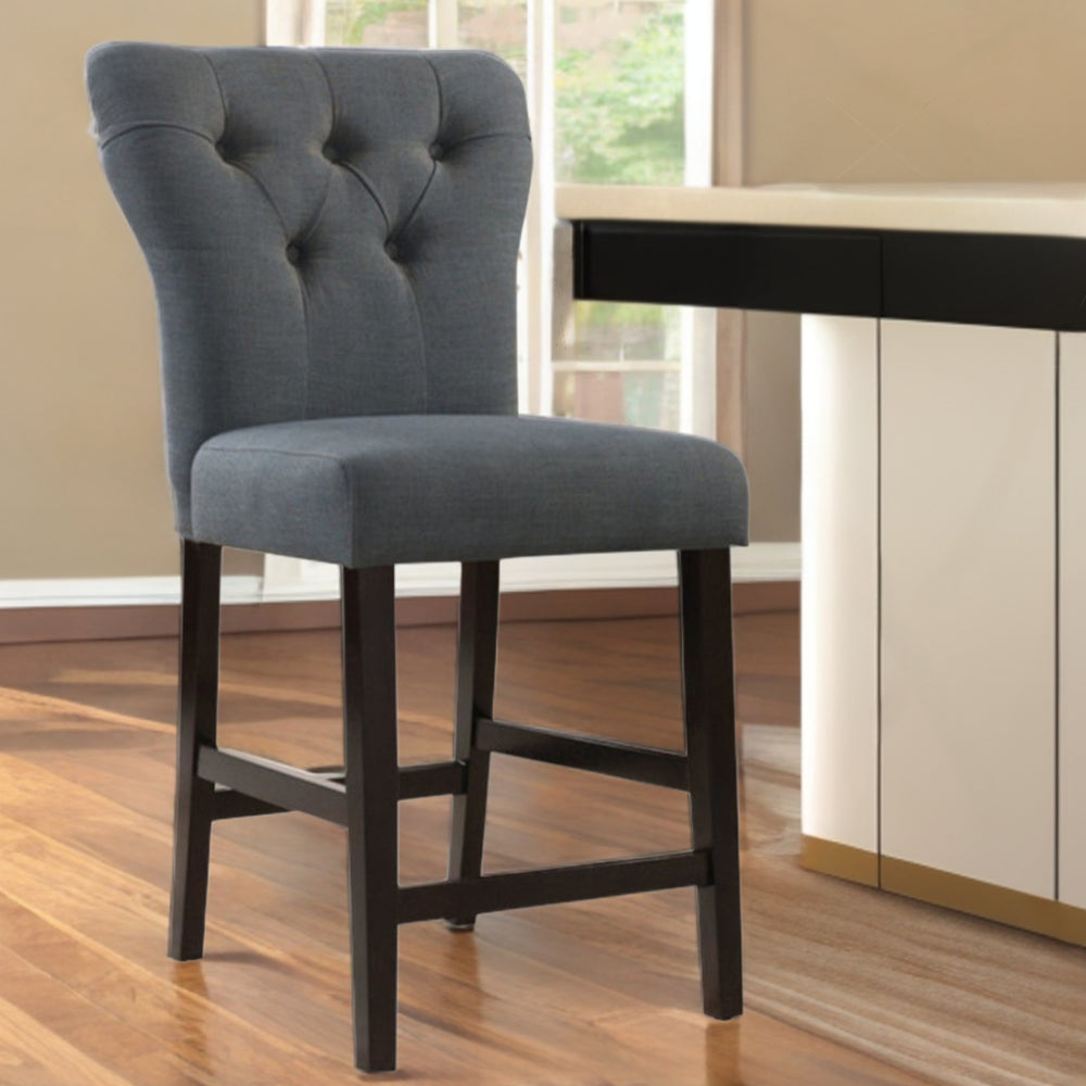 Homeroots Set Of Two Gray And Brown Solid Wood Counter Height Bar Chairs   285729