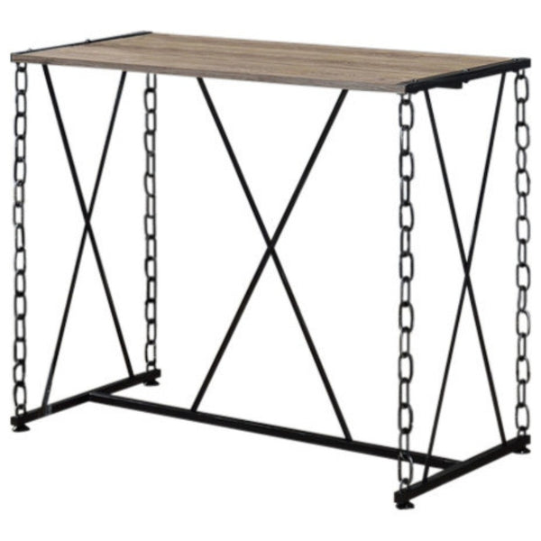 Homeroots 48" X 24" X 42" Rustic Oak And Antique Black Bar Table   285734