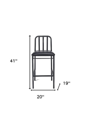 HomeRoots Set of Two Black Iron Bar Chairs - Stylish, Modern Industrial Design with Comfortable Bucket Seat 285735