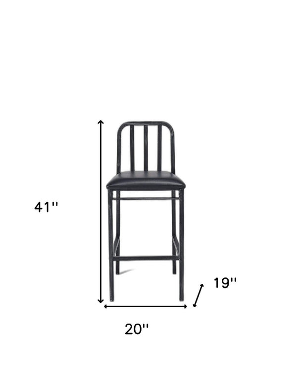 HomeRoots Set of Two Black Iron Bar Chairs - Stylish, Modern Industrial Design with Comfortable Bucket Seat 285735