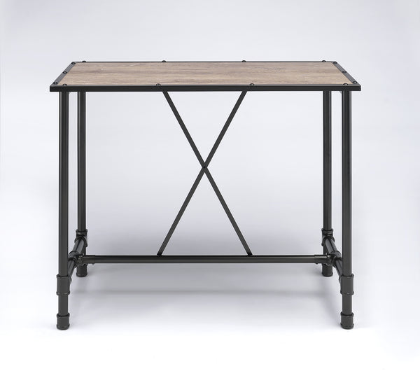 Homeroots 23.5" X 47.5" X 41" Oak And Black Bar Table   285738