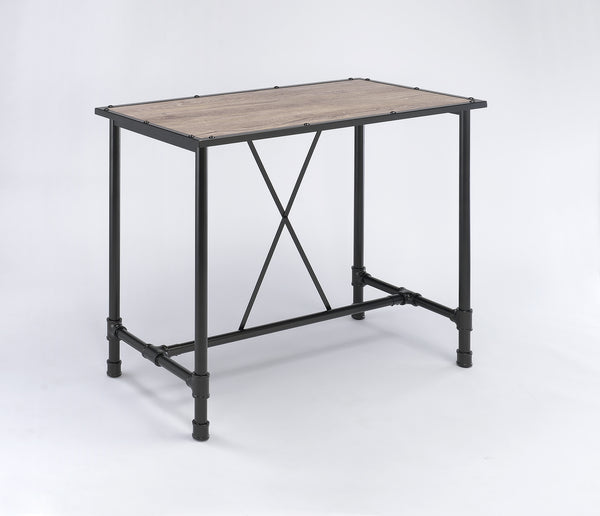 Homeroots 23.5" X 47.5" X 41" Oak And Black Bar Table   285738