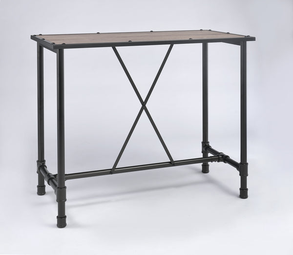 Homeroots 23.5" X 47.5" X 41" Oak And Black Bar Table   285738