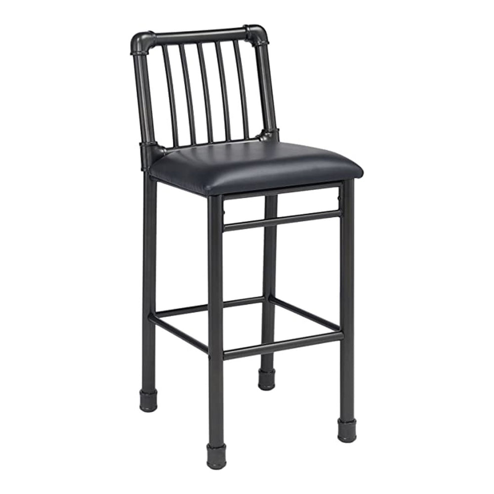 HomeRoots Set of Two Modern Black Iron Bar Chairs – Stylish Bucket Seats with Footrests for Comfort & Durability 285739
