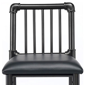 HomeRoots Set of Two Modern Black Iron Bar Chairs – Stylish Bucket Seats with Footrests for Comfort & Durability 285739