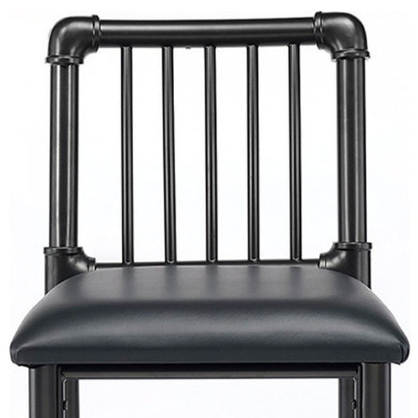 HomeRoots Set of Two Modern Black Iron Bar Chairs – Stylish Bucket Seats with Footrests for Comfort & Durability 285739