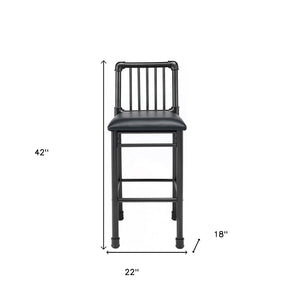 HomeRoots Set of Two Modern Black Iron Bar Chairs – Stylish Bucket Seats with Footrests for Comfort & Durability 285739