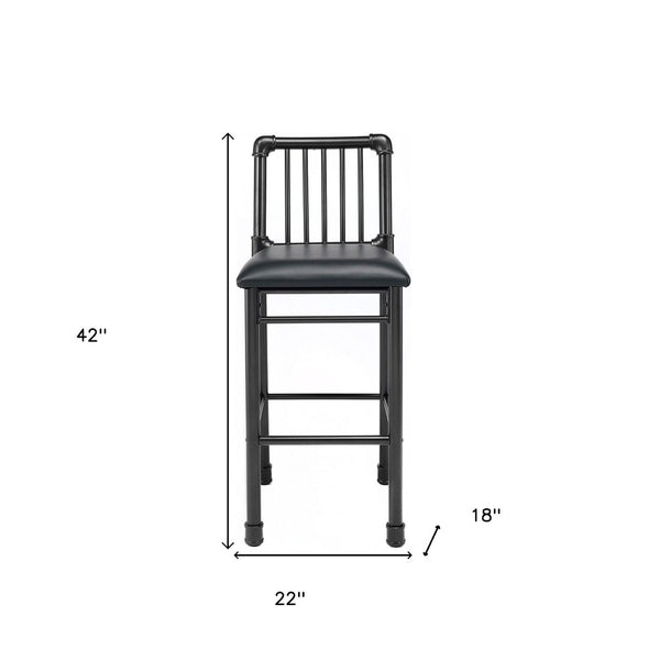 HomeRoots Set of Two Modern Black Iron Bar Chairs – Stylish Bucket Seats with Footrests for Comfort & Durability 285739