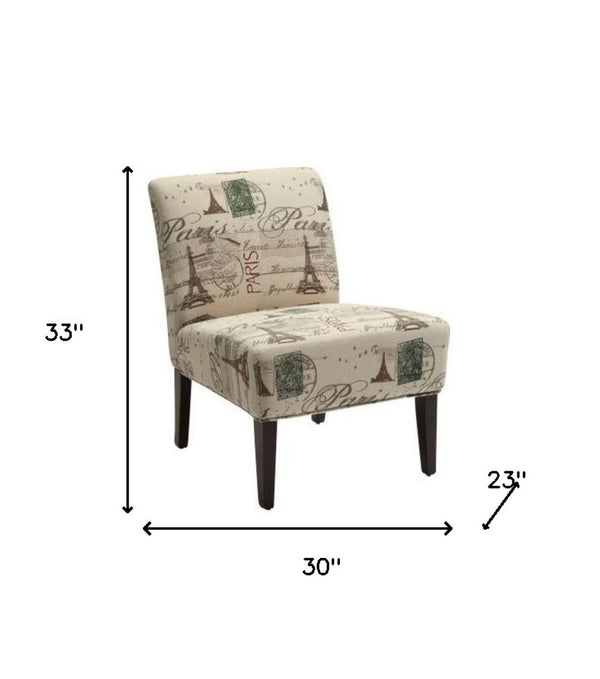 HomeRoots 30" Beige and Brown Abstract Side Chair - Modern Elegance for Living Room, Bedroom, or Office Seating 285786