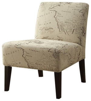 HomeRoots 30" Beige and Brown Fabric Abstract Side Chair - Stylish, Compact Accent for Living Rooms & Offices 285787