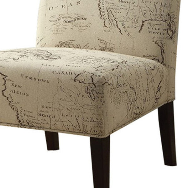 HomeRoots 30" Beige and Brown Fabric Abstract Side Chair - Stylish, Compact Accent for Living Rooms & Offices 285787