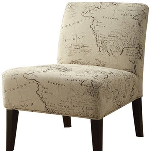 HomeRoots 30" Beige and Brown Fabric Abstract Side Chair - Stylish, Compact Accent for Living Rooms & Offices 285787