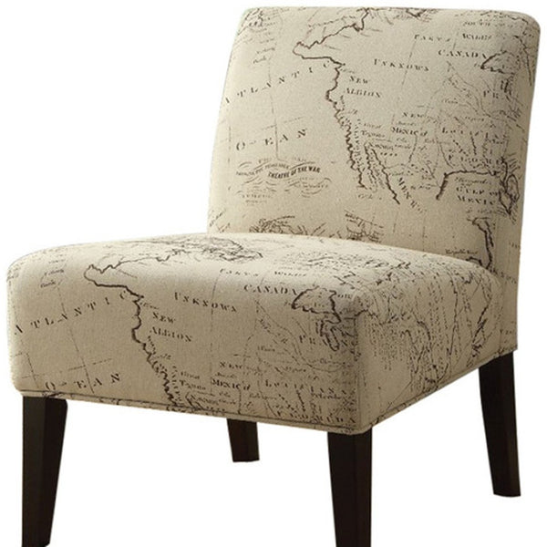 HomeRoots 30" Beige and Brown Fabric Abstract Side Chair - Stylish, Compact Accent for Living Rooms & Offices 285787